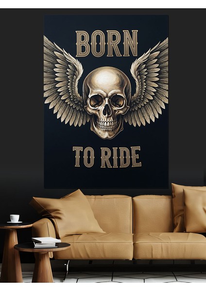 Kanatlı Kurukafa Motor Poster Dekoratif Kanvas - Mdf Ahşap Tablo indirimleri