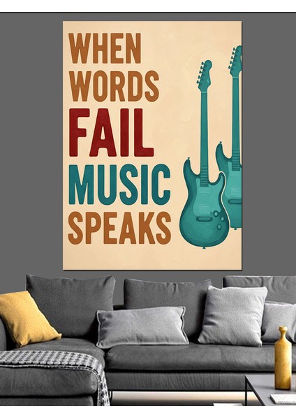 "kelimeler Başarısız Olunca Müzik" Dekoratif Kanvas - Mdf Ahşap Tablo fiyatları