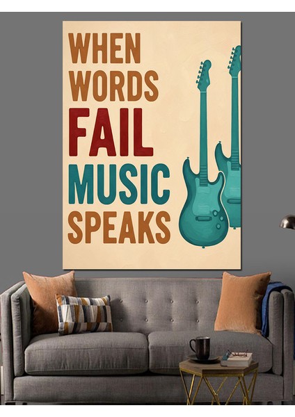 "kelimeler Başarısız Olunca Müzik" Dekoratif Kanvas - Mdf Ahşap Tablo modelleri