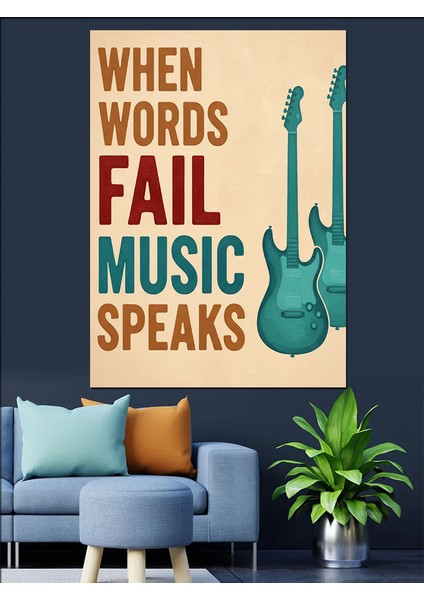 "kelimeler Başarısız Olunca Müzik" Dekoratif Kanvas - Mdf Ahşap Tablo fırsatları