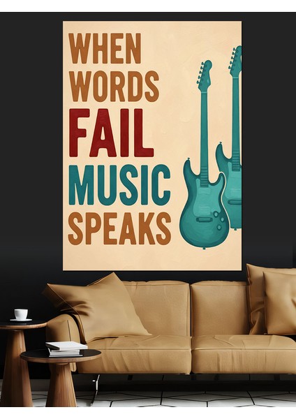 "kelimeler Başarısız Olunca Müzik" Dekoratif Kanvas - Mdf Ahşap Tablo indirimleri