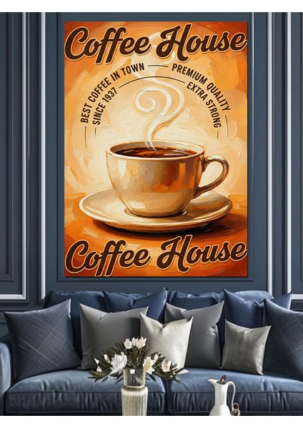 "coffee House" Retro Posteri Dekoratif Kanvas - Mdf Ahşap Tablo