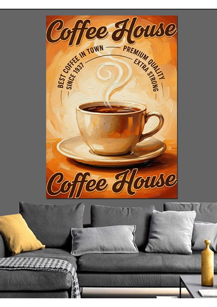 "coffee House" Retro Posteri Dekoratif Kanvas - Mdf Ahşap Tablo fiyatları