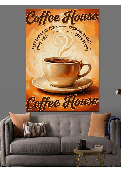 "coffee House" Retro Posteri Dekoratif Kanvas - Mdf Ahşap Tablo modelleri