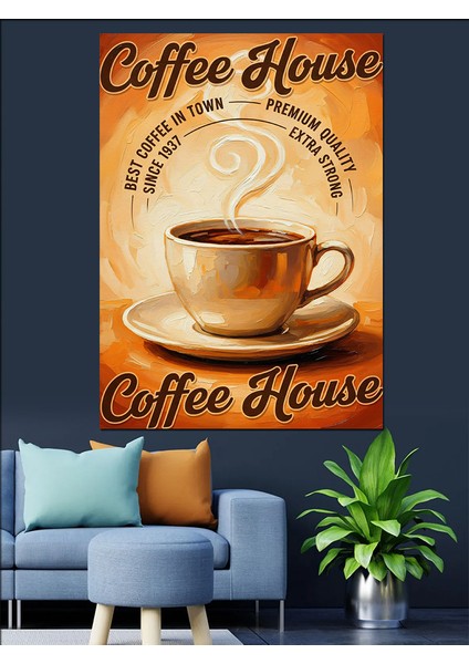 "coffee House" Retro Posteri Dekoratif Kanvas - Mdf Ahşap Tablo fırsatları