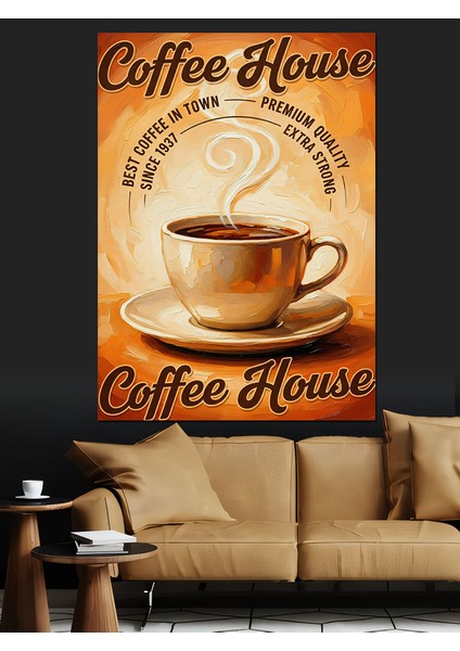 "coffee House" Retro Posteri Dekoratif Kanvas - Mdf Ahşap Tablo indirimleri