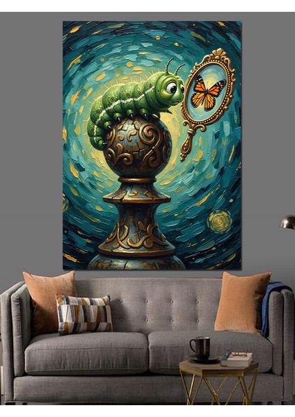 Tırtılın Gelecek Aynasına Bakışı Dekoratif Kanvas - Mdf Ahşap Tablo fiyatları