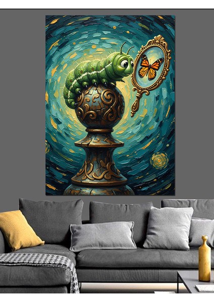 Tırtılın Gelecek Aynasına Bakışı Dekoratif Kanvas - Mdf Ahşap Tablo modelleri