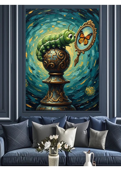 Tırtılın Gelecek Aynasına Bakışı Dekoratif Kanvas - Mdf Ahşap Tablo fırsatları