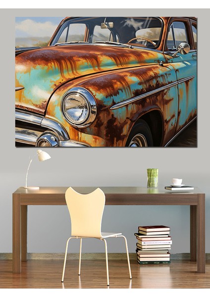 Eski Paslı Klasik Araba Dekoratif Kanvas - Mdf Ahşap Tablo fiyatları