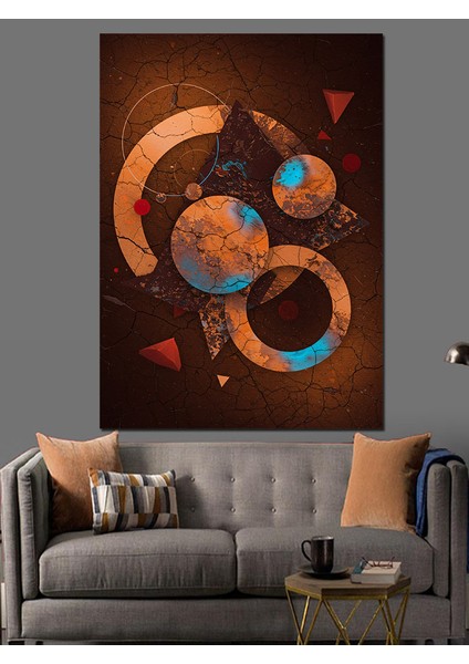 Soyut Geometrik Dünya Haritası Dekoratif Kanvas - Mdf Ahşap Tablo