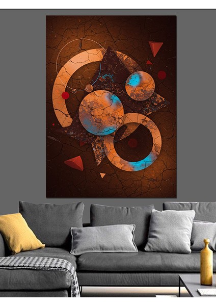 Soyut Geometrik Dünya Haritası Dekoratif Kanvas - Mdf Ahşap Tablo fiyatları