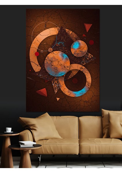 Soyut Geometrik Dünya Haritası Dekoratif Kanvas - Mdf Ahşap Tablo fırsatları