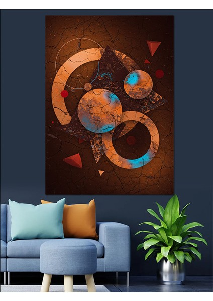 Soyut Geometrik Dünya Haritası Dekoratif Kanvas - Mdf Ahşap Tablo indirimleri