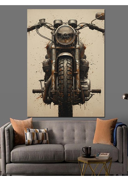 Klasik Choper Motor Siyah Dekoratif Kanvas - Mdf Ahşap Tablo modelleri