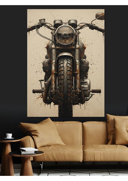 Klasik Choper Motor Siyah Dekoratif Kanvas - Mdf Ahşap Tablo indirimleri