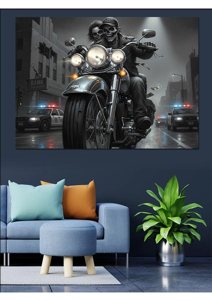 Klasik Cruiser Motorlu Taşıt ve Polis Arabaları Koyu Dekoratif Kanvas - Mdf Ahşap Tablo modelleri