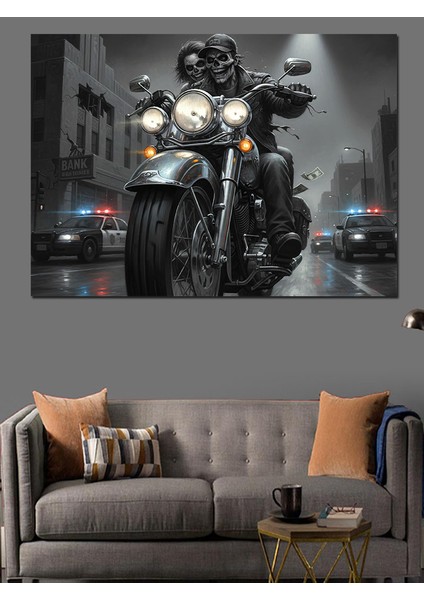 Klasik Cruiser Motorlu Taşıt ve Polis Arabaları Koyu Dekoratif Kanvas - Mdf Ahşap Tablo fırsatları