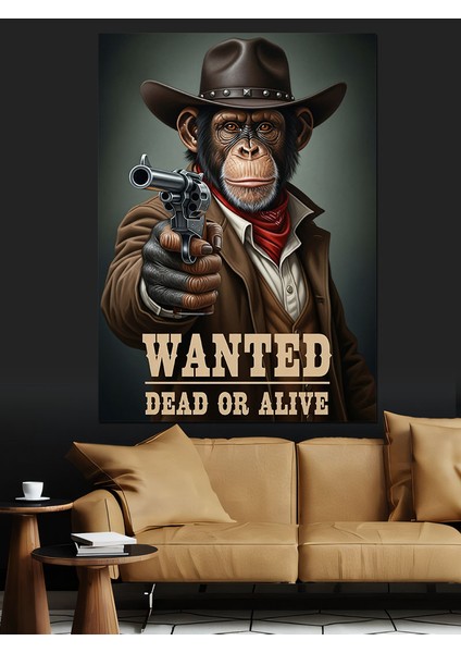 Wanted Kovboy Poster Retro Dekoratif Kanvas - Mdf Ahşap Tablo