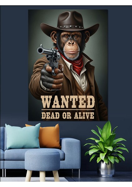Wanted Kovboy Poster Retro Dekoratif Kanvas - Mdf Ahşap Tablo fiyatları