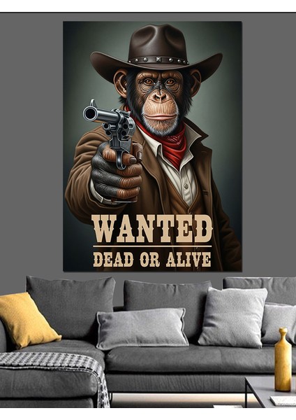 Wanted Kovboy Poster Retro Dekoratif Kanvas - Mdf Ahşap Tablo fırsatları