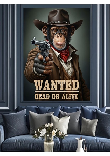 Wanted Kovboy Poster Retro Dekoratif Kanvas - Mdf Ahşap Tablo indirimleri