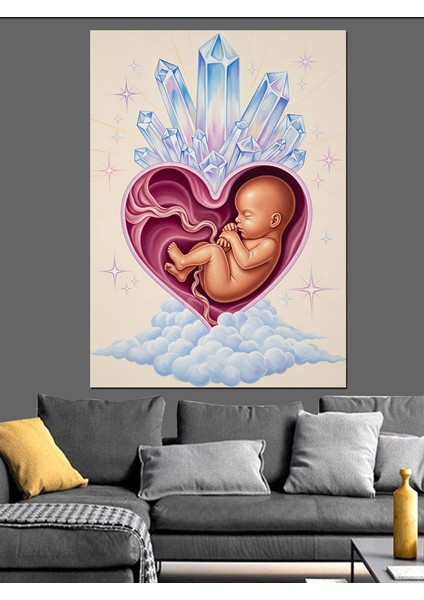 Anne Kalp ve Bebek Dekoratif Kanvas - Mdf Ahşap Tablo