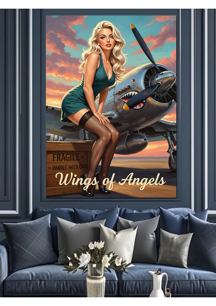 Puanlı Elbise Seksi Kadın Pinup Dekoratif Kanvas - Mdf Ahşap Tablo