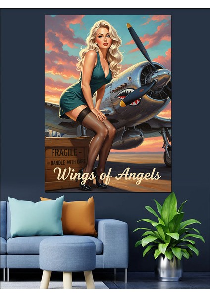 Puanlı Elbise Seksi Kadın Pinup Dekoratif Kanvas - Mdf Ahşap Tablo fırsatları