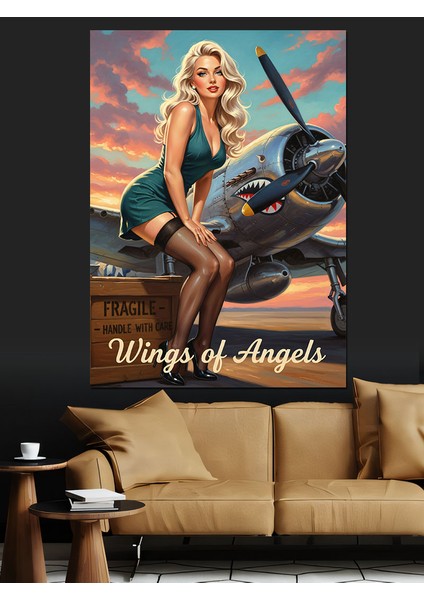 Puanlı Elbise Seksi Kadın Pinup Dekoratif Kanvas - Mdf Ahşap Tablo indirimleri