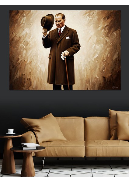 Mustafa Kemal Atatürk ve Şapkası Dekoratif Kanvas - Mdf Ahşap Tablo modelleri