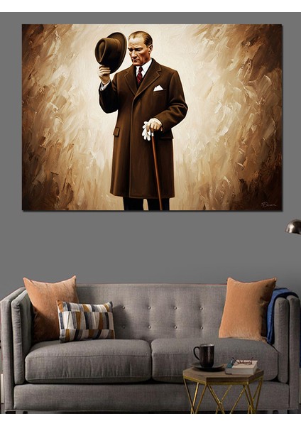 Mustafa Kemal Atatürk ve Şapkası Dekoratif Kanvas - Mdf Ahşap Tablo indirimleri