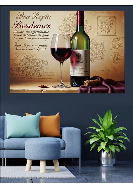 Kırmızı Şarap ve Kadeh Rustik Fon Dekoratif Kanvas - Mdf Ahşap Tablo fiyatları