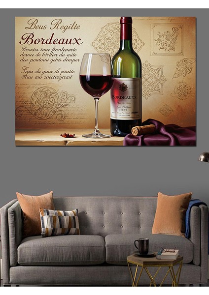 Kırmızı Şarap ve Kadeh Rustik Fon Dekoratif Kanvas - Mdf Ahşap Tablo modelleri