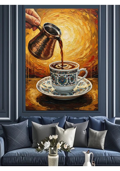Kahve Fincanı Yavaş Dökülme Dekoratif Kanvas - Mdf Ahşap Tablo fiyatları