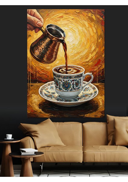 Kahve Fincanı Yavaş Dökülme Dekoratif Kanvas - Mdf Ahşap Tablo modelleri