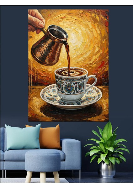 Kahve Fincanı Yavaş Dökülme Dekoratif Kanvas - Mdf Ahşap Tablo fırsatları