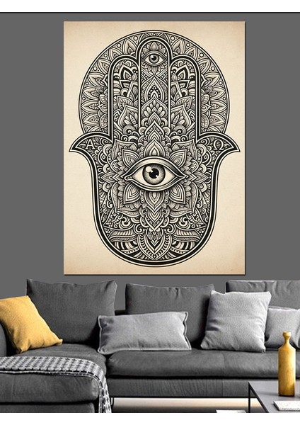El Şeklinde Hamsa Sembolü Dekoratif Kanvas - Mdf Ahşap Tablo fiyatları