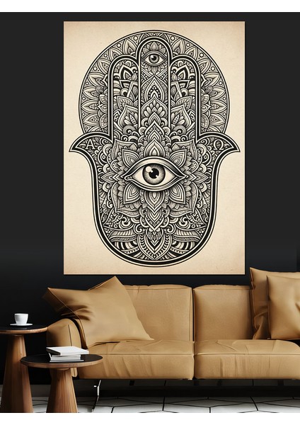 El Şeklinde Hamsa Sembolü Dekoratif Kanvas - Mdf Ahşap Tablo indirimleri