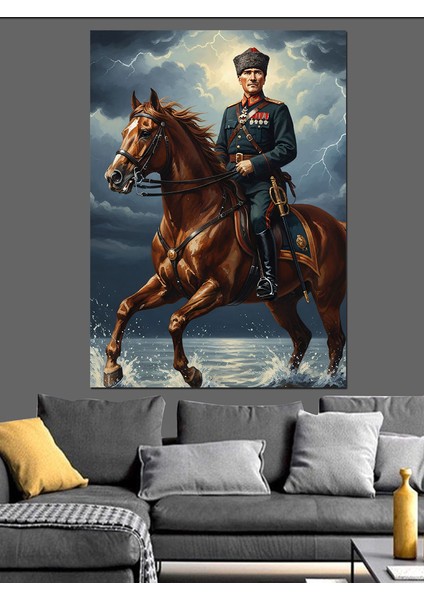 Kahverengi At ve Atatürk Dekoratif Kanvas - Mdf Ahşap Tablo modelleri