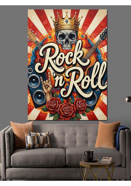 "rock'n Roll" Gitar Poster Dekoratif Kanvas - Mdf Ahşap Tablo fiyatları