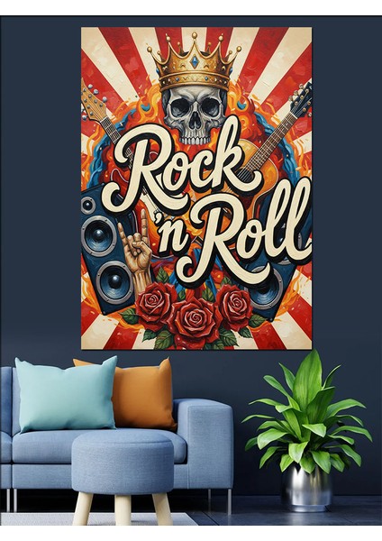 "rock'n Roll" Gitar Poster Dekoratif Kanvas - Mdf Ahşap Tablo modelleri