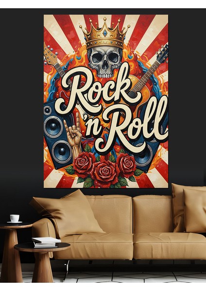 "rock'n Roll" Gitar Poster Dekoratif Kanvas - Mdf Ahşap Tablo fırsatları