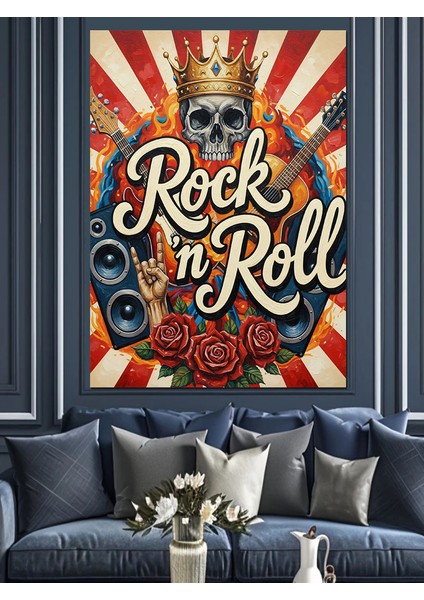 "rock'n Roll" Gitar Poster Dekoratif Kanvas - Mdf Ahşap Tablo indirimleri
