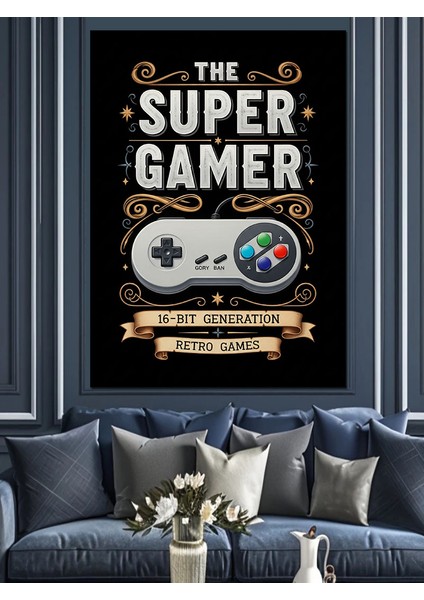 Süper Oyuncu Oyun Kontrolcü Dekoratif Kanvas - Mdf Ahşap Tablo modelleri