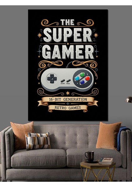 Süper Oyuncu Oyun Kontrolcü Dekoratif Kanvas - Mdf Ahşap Tablo indirimleri