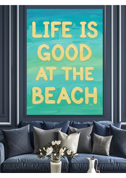 "hayat Plajda Güzel" Dekoratif Kanvas - Mdf Ahşap Tablo fırsatları