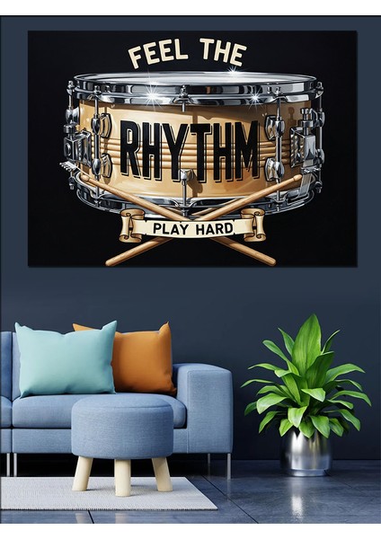 Ritmi Hisset Baterist Amblemi Dekoratif Kanvas - Mdf Ahşap Tablo