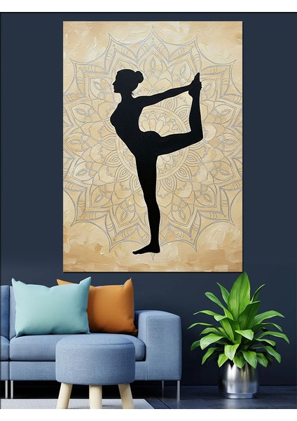 Yoga Duruşu Yapan Kadın Dekoratif Kanvas - Mdf Ahşap Tablo