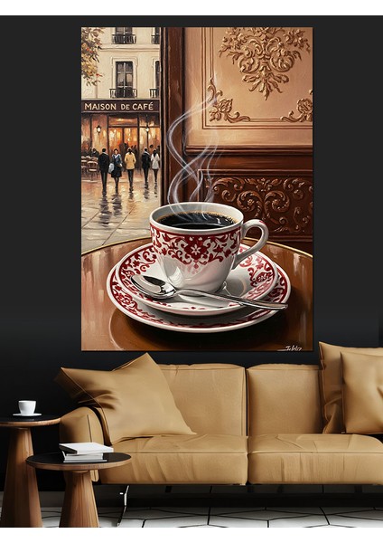 Pencere Kenarında Kahve Fincanı Dekoratif Kanvas - Mdf Ahşap Tablo fırsatları